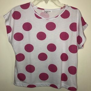 Charlie & Me White Sleeveless with Pink Polka Dots